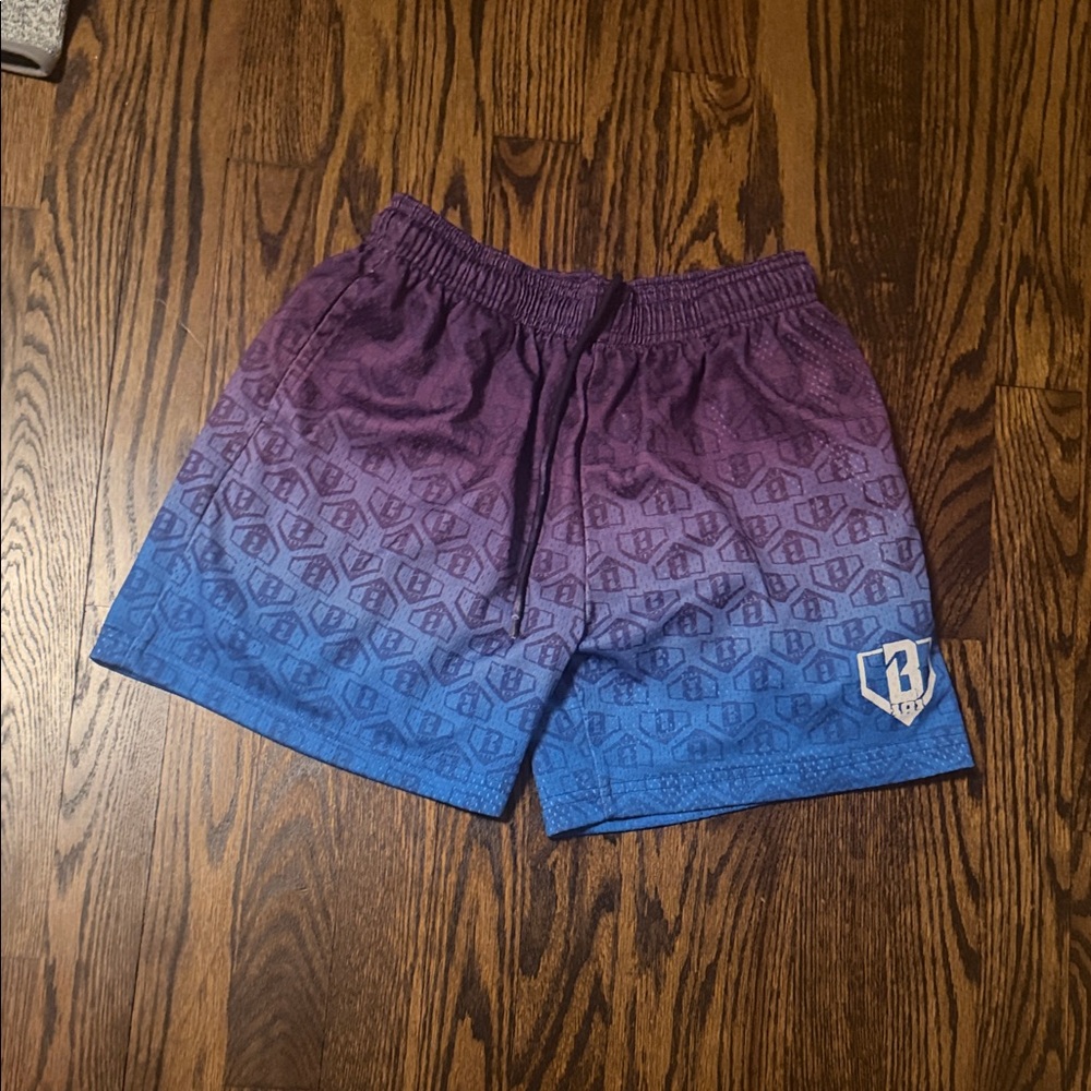 Kids Gradient Purple to Blue Athletic Shorts with Logo